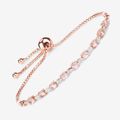 Pulsera de 1,38 quilates de morganita auténtica y diamantes blancos en plata de ley .925