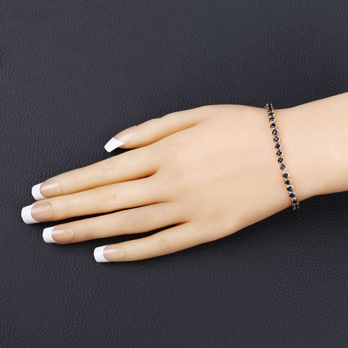 Pulsera de oro amarillo de 14 quilates con zafiro azul genuino de 3,13 quilates