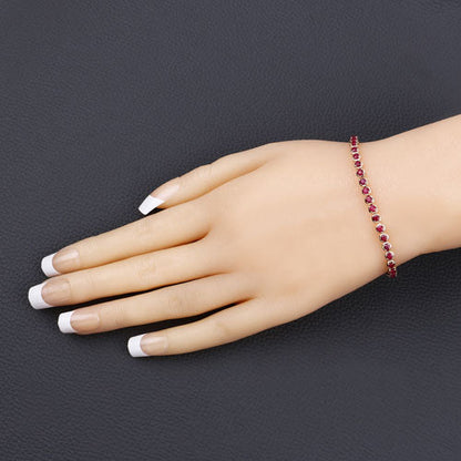 Pulsera de oro amarillo de 14K con rubí genuino de Mozambique de 3,13 quilates