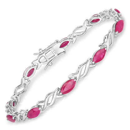 Pulsera de oro blanco de 10K con rubí genuino de 5,00 quilates