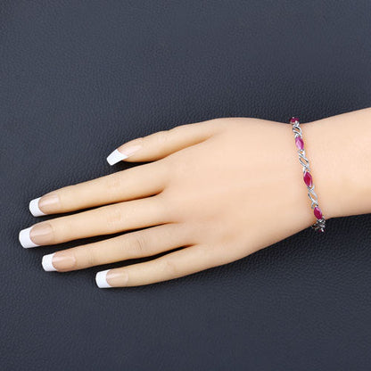 Pulsera de oro blanco de 10K con rubí genuino de 5,00 quilates