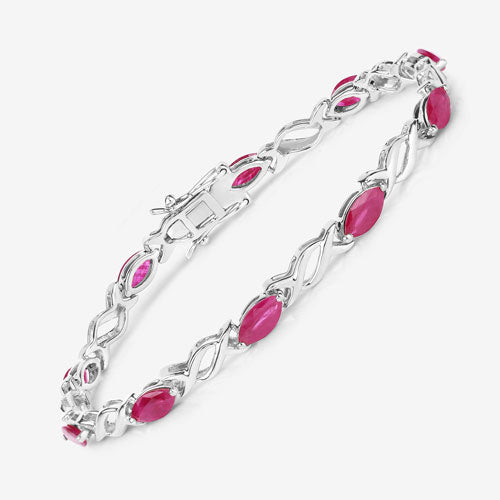 Pulsera de oro blanco de 10K con rubí genuino de 5,00 quilates