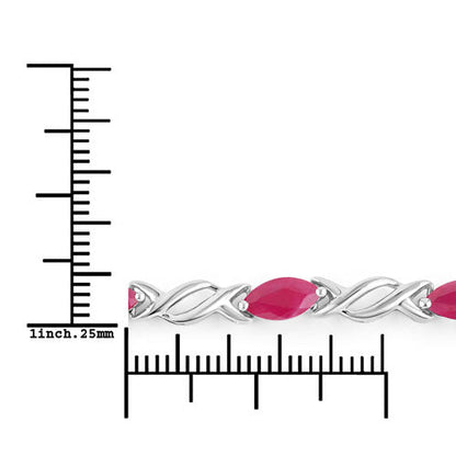 Pulsera de oro blanco de 10K con rubí genuino de 5,00 quilates