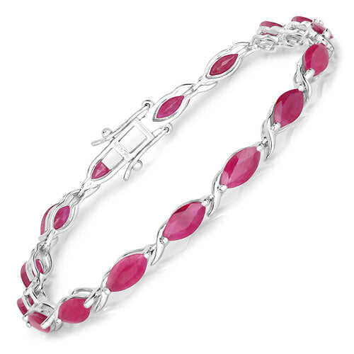 Pulsera de oro blanco de 10K con rubí genuino de 8,00 quilates