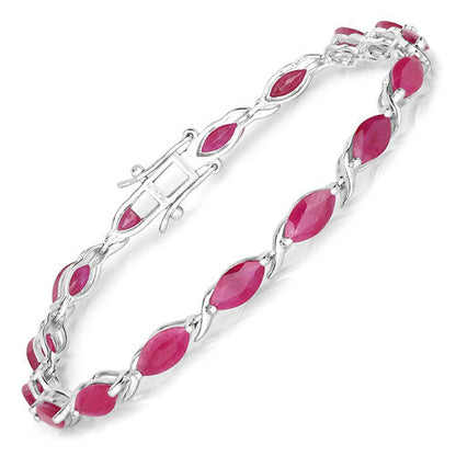 Pulsera de oro blanco de 10K con rubí genuino de 8,00 quilates