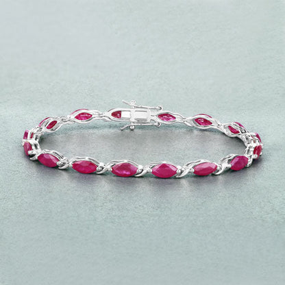 Pulsera de oro blanco de 10K con rubí genuino de 8,00 quilates