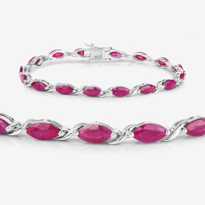 Pulsera de oro blanco de 10K con rubí genuino de 8,00 quilates