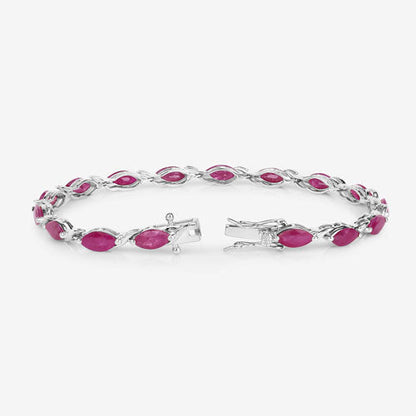 Pulsera de oro blanco de 10K con rubí genuino de 8,00 quilates