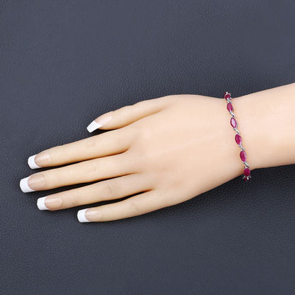 Pulsera de oro blanco de 10K con rubí genuino de 8,00 quilates