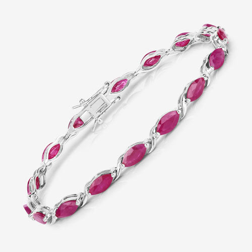 Pulsera de oro blanco de 10K con rubí genuino de 8,00 quilates
