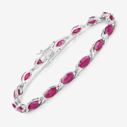 Pulsera de oro blanco de 10K con rubí genuino de 8,00 quilates