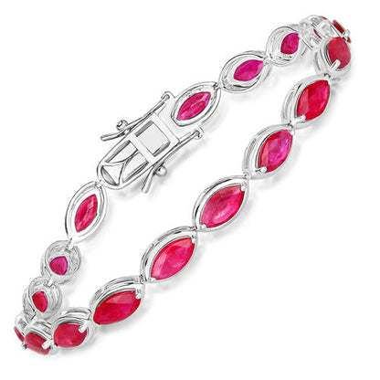 Pulsera de oro blanco de 14 quilates con rubí genuino de 9,00 quilates