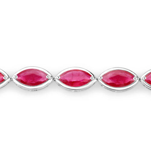 Pulsera de oro blanco de 14 quilates con rubí genuino de 9,00 quilates