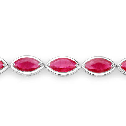 Pulsera de oro blanco de 14 quilates con rubí genuino de 9,00 quilates