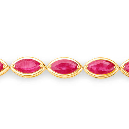 Pulsera de oro amarillo de 14K con rubí auténtico de 9.00 quilates