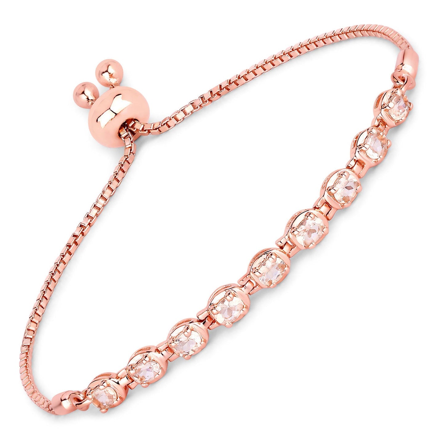 Pulsera de Plata de Ley .925 con Morganita Genuina de 1.35 Quilates
