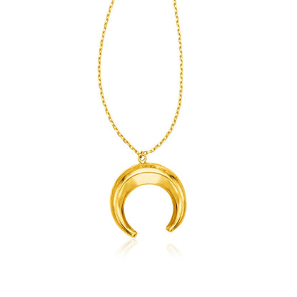 Gargantilla de oro amarillo de 14 quilates y 43 cm con dije de luna abovedada