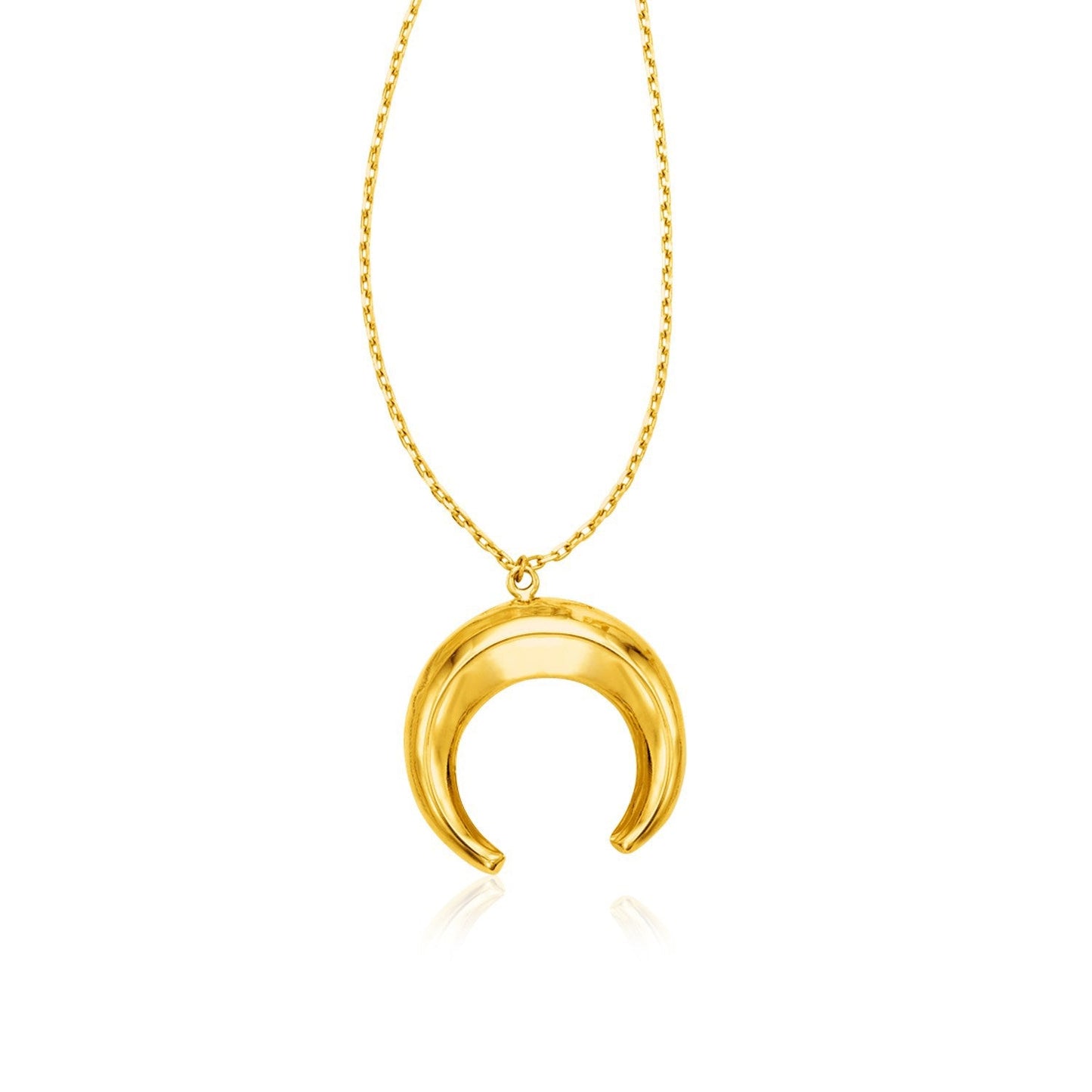 Gargantilla de oro amarillo de 14 quilates y 43 cm con dije de luna abovedada