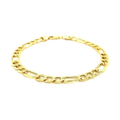 Pulsera Figaro Lite de oro amarillo de 14k y 6,5mm
