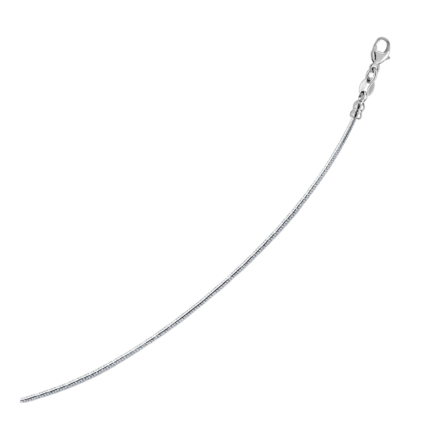 Collar de oro blanco de 14k con cadena Omega redonda