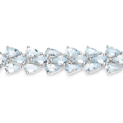 Pulsera de Plata de Ley 925 con Aguamarina Genuina de 14,11 Quilates