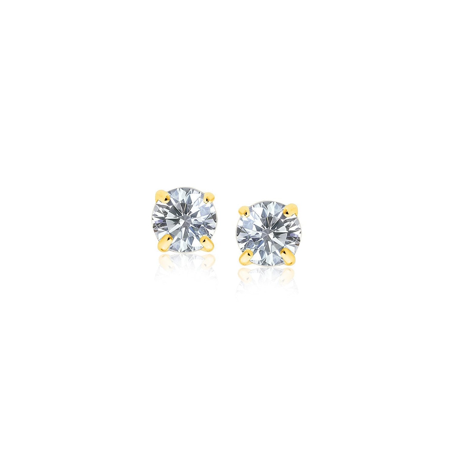 Pendientes de oro amarillo de 14k con circonita cúbica facetada de tonalidad blanca