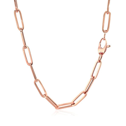 Cadena de eslabones ovalados gruesa de oro rosa de 14K (4.2 mm)