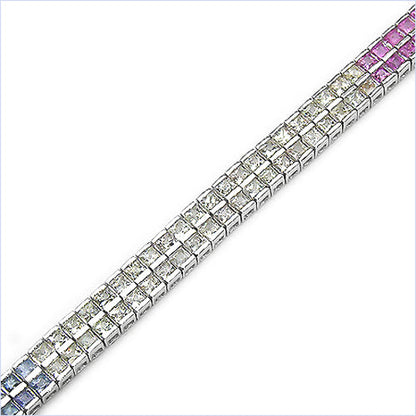 Pulsera de plata esterlina con zafiros múltiples genuinos de 9,50 quilates