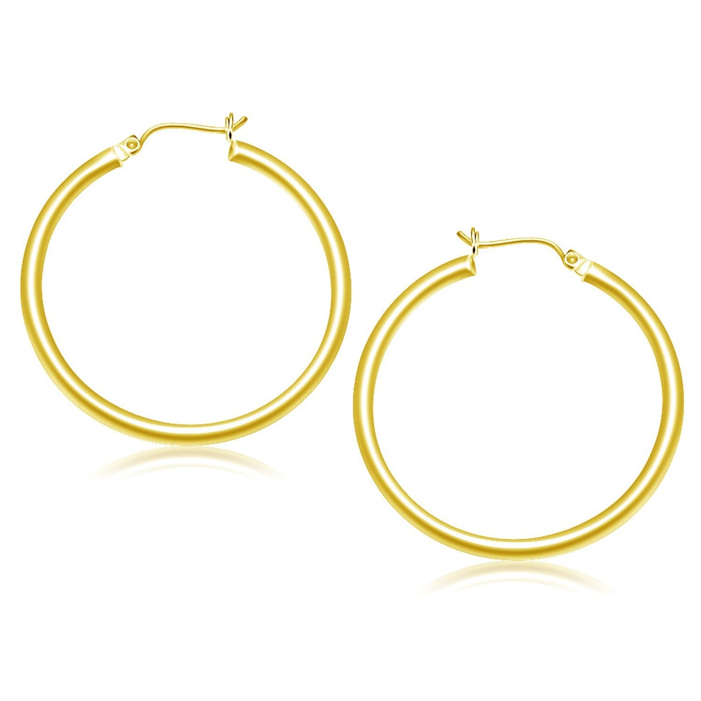 Pendientes de aro pulidos de oro amarillo de 14 quilates (40 mm)