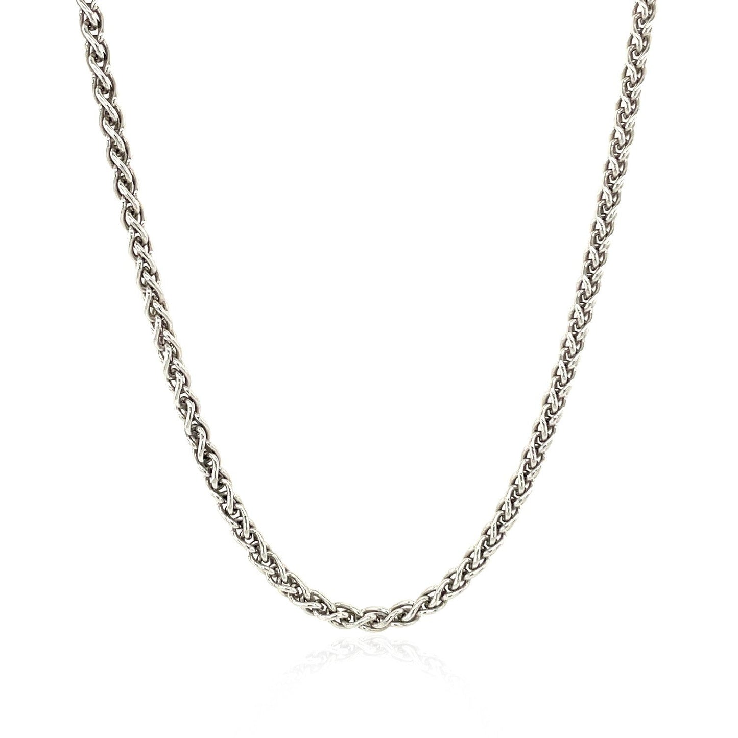 Cadena de trigo de plata de ley rodiada de 2,6 mm