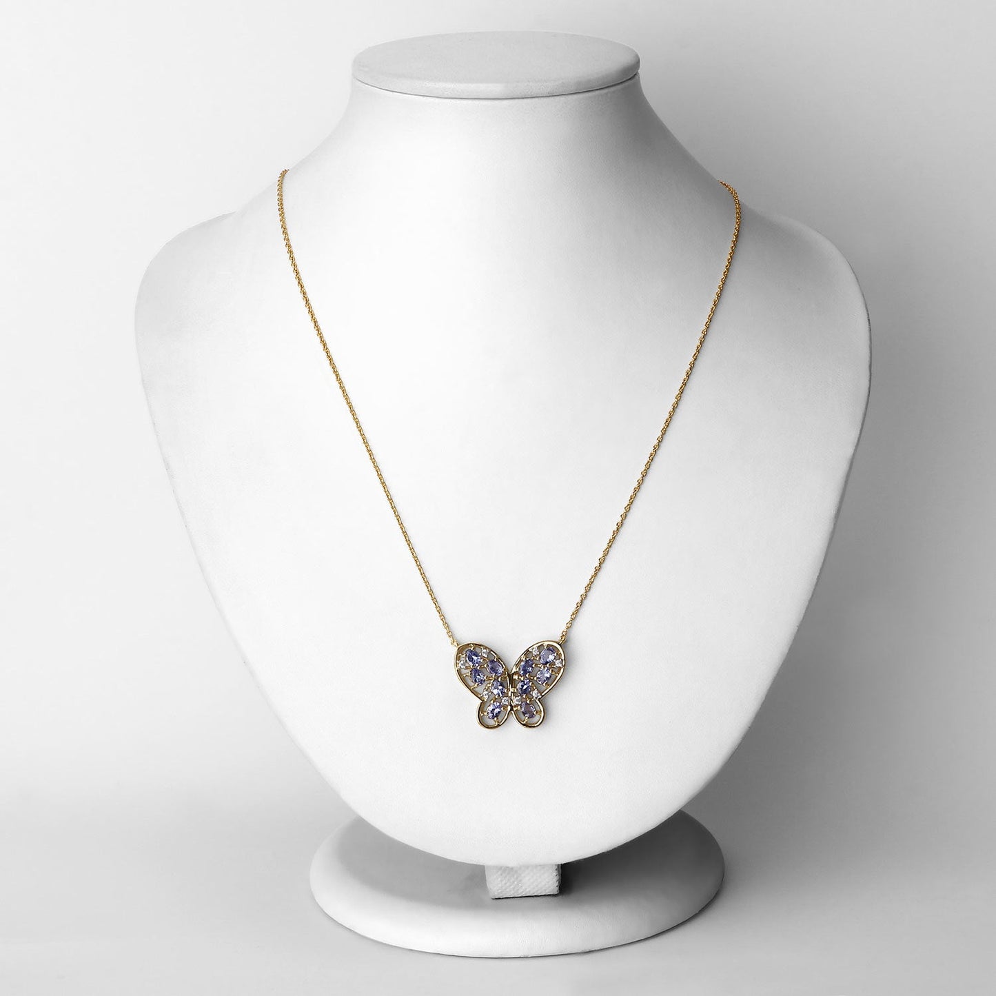 Collar de plata de ley .925 con tanzanita auténtica de 1.86 quilates y circonita blanca