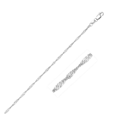 Cadena Singapur de oro blanco de 14k y 1.5mm