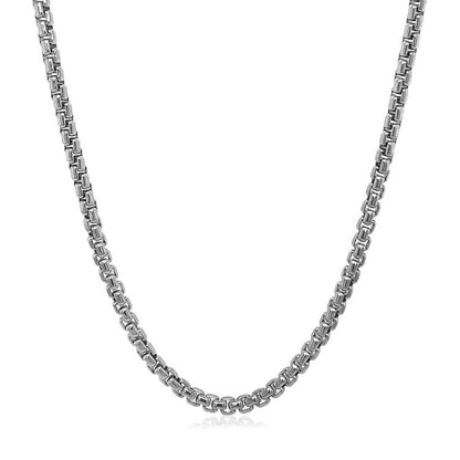 Cadena de caja redonda sólida de oro blanco de 14k (2.50 mm)