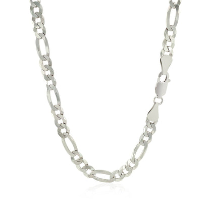 Cadena de plata esterlina estilo Figaro de 5.5 mm con baño de rodio