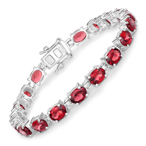 Pulsera de plata de ley .925 con granate genuino de 15.30 quilates