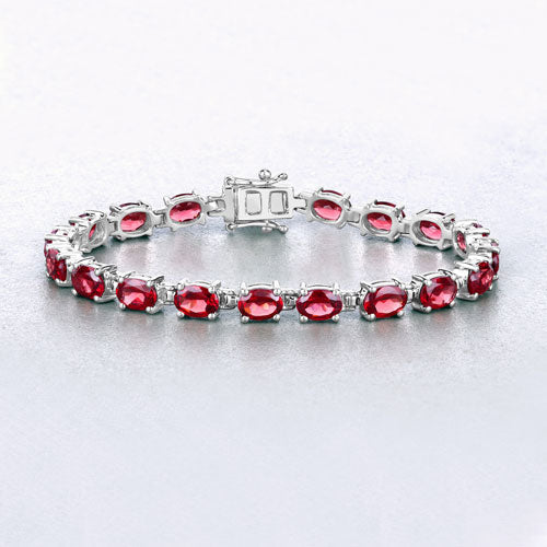 Pulsera de plata de ley .925 con granate genuino de 15.30 quilates
