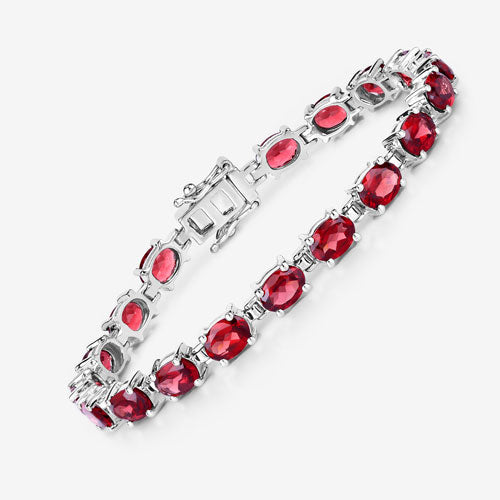 Pulsera de plata de ley .925 con granate genuino de 15.30 quilates