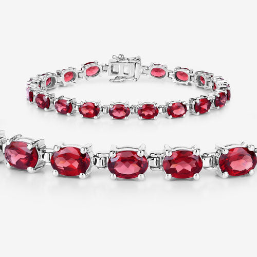 Pulsera de plata de ley .925 con granate genuino de 15.30 quilates