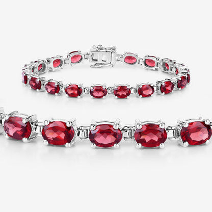 Pulsera de plata de ley .925 con granate genuino de 15.30 quilates