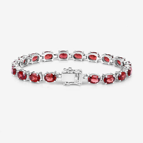 Pulsera de plata de ley .925 con granate genuino de 15.30 quilates
