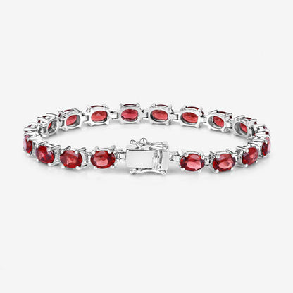 Pulsera de plata de ley .925 con granate genuino de 15.30 quilates