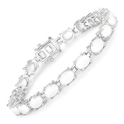 Pulsera de plata de ley .925 con ópalo auténtico de 10,26 quilates