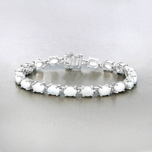 Pulsera de plata de ley .925 con ópalo auténtico de 10,26 quilates
