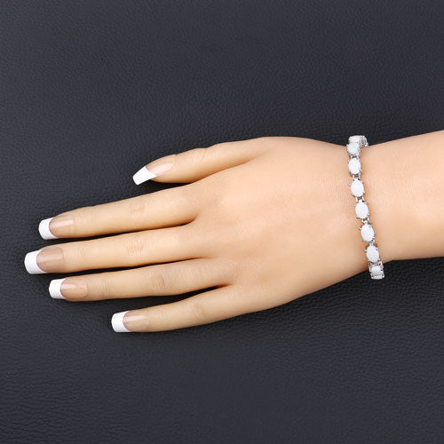 Pulsera de plata de ley .925 con ópalo auténtico de 10,26 quilates
