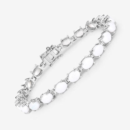 Pulsera de plata de ley .925 con ópalo auténtico de 10,26 quilates