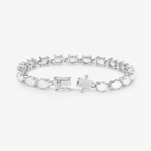 Pulsera de plata de ley .925 con ópalo auténtico de 10,26 quilates