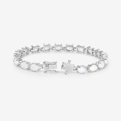 Pulsera de plata de ley .925 con ópalo auténtico de 10,26 quilates