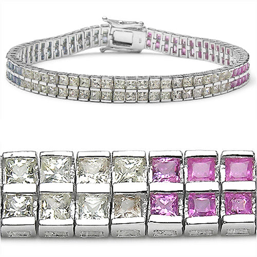 Pulsera de plata esterlina con zafiros múltiples genuinos de 9,50 quilates