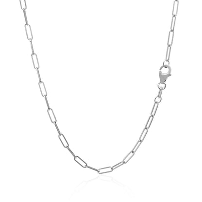 Cadena Delicada de Eslabones Alargados de Oro Blanco de 14K (2.1mm)