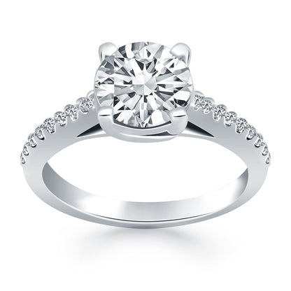 Anillo de compromiso de diamante de celosía de oro blanco de 14k
